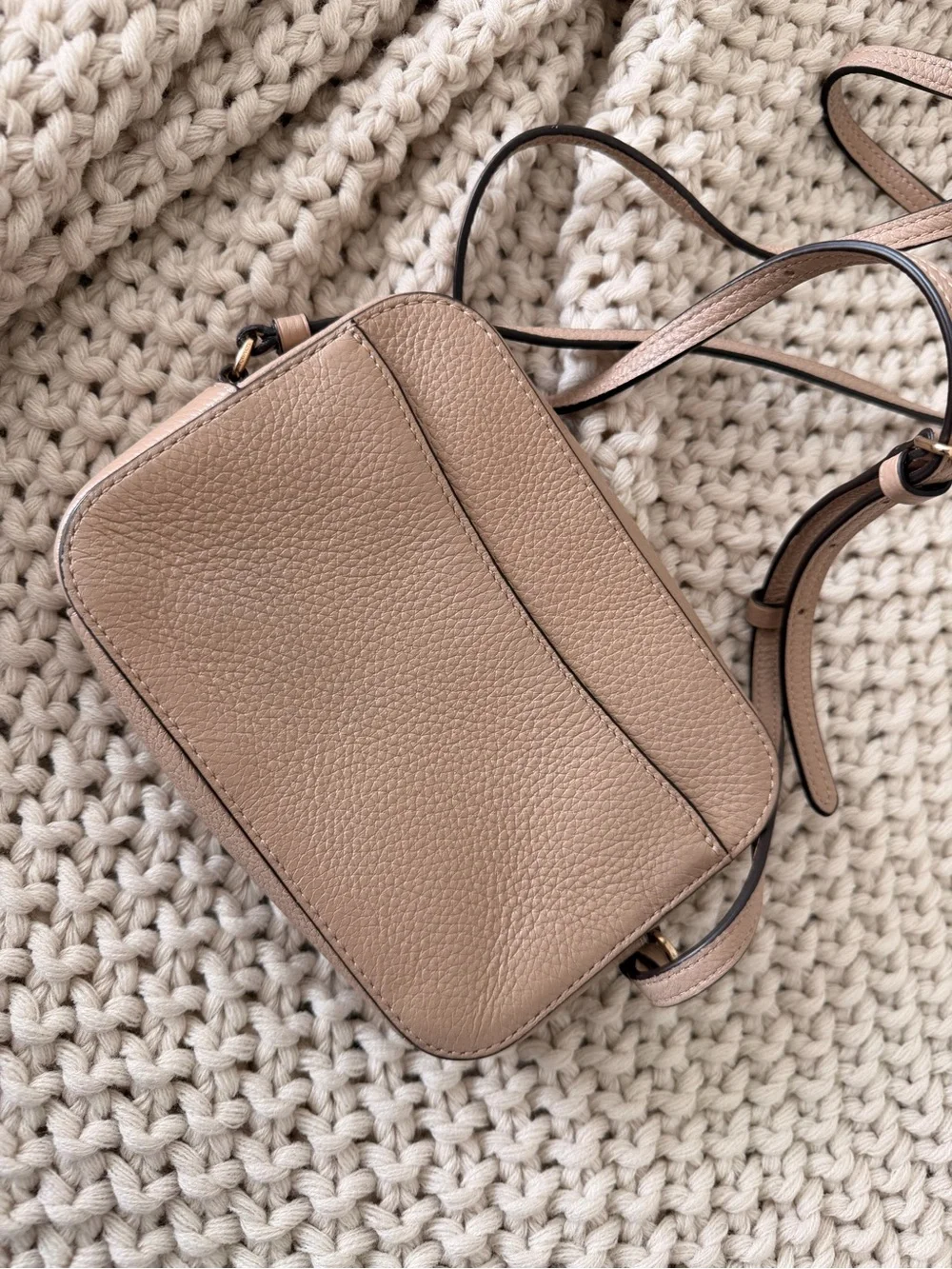 Coach Pebbled Leather Crossbody in Taupe Pink